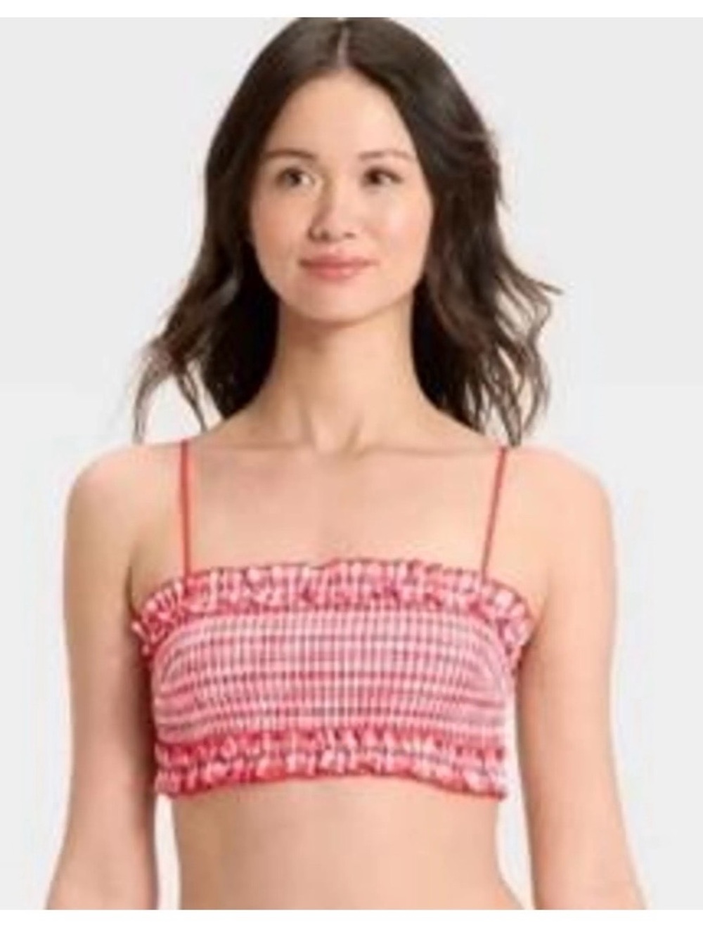 Colsie Red Gingham Smocked Crop Top Bralette